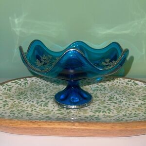 Vintage Viking Art Glass Pedestal Dish